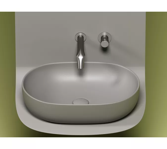 Умывальник чаша Ceramica Nova накладная овальная (цвет Антрацит Матовый) Element 600*415*135мм, Выбрать цвет: Серый, изображение 6