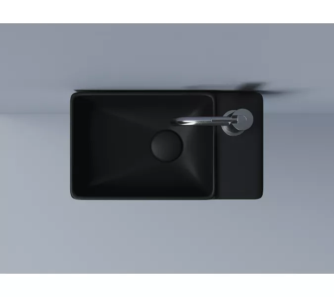 Ceramica Nova Умывальник подвесной прямоугольный (чаша слева, отверстие под смеситель справа) цвет черный матовый Element 395*220*125мм, Выбрать цвет: Черный, Ориентация: правая, изображение 5