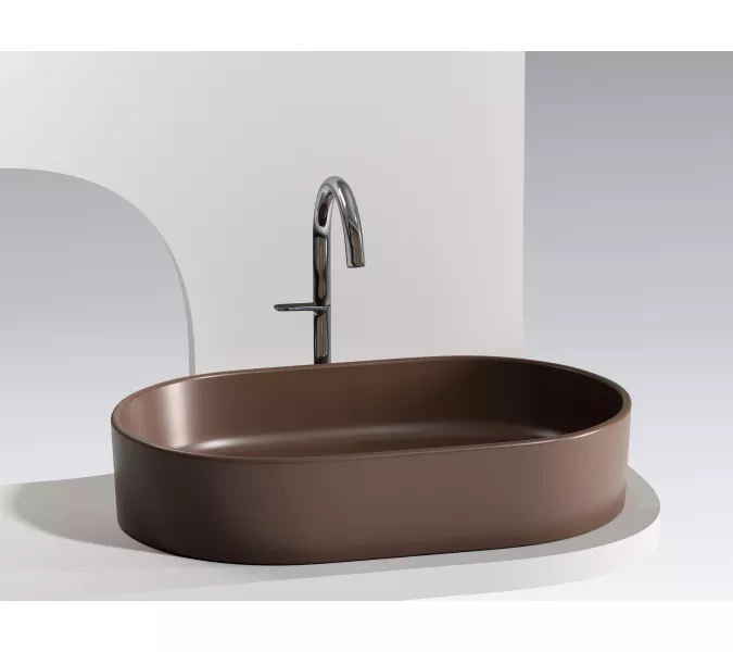 Умывальник чаша Ceramica Nova накладная овальная (цвет Темно-Коричневый Матовый) Element 608*385*122мм, Выбрать цвет: Коричневый, изображение 5