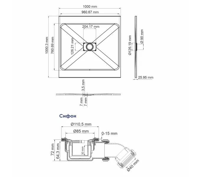 Душевой поддон WasserKRAFT Main 41T19, изображение 2