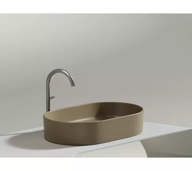 Умывальник чаша Ceramica Nova накладная овальная (цвет Капучино Матовый) Element 608*385*122мм, Выбрать цвет: Бежевый, изображение 7