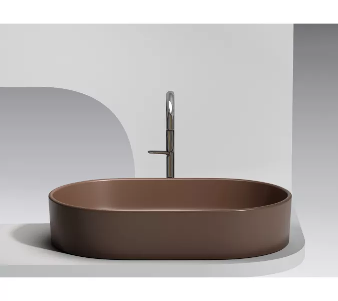 Умывальник чаша Ceramica Nova накладная овальная (цвет Темно-Коричневый Матовый) Element 608*385*122мм, Выбрать цвет: Коричневый, изображение 6