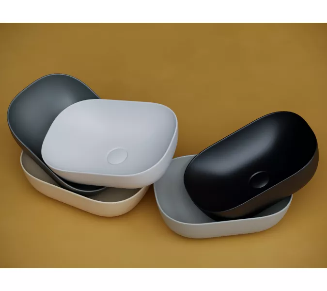 Умывальник чаша Ceramica Nova накладная прямоугольная (цвет Капучино Матовый) Element 455*325*135мм, Выбрать цвет: Бежевый, изображение 6