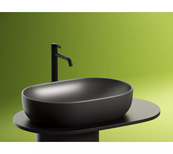 Умывальник чаша Ceramica Nova накладная овальная (цвет Темный Антрацит Матовый) Element 600*415*135мм, Выбрать цвет: Темно-серый, изображение 6