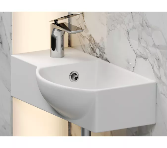 Умывальник Ceramica Nova CN6039 L/R подвесной прямоугольный  с крепежом  Element 400*220*120мм, Ориентация: правая, изображение 7