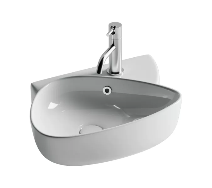 Раковина подвесная Ceramica Nova с отверстием под смеситель, с системой слива- перелива, 495*350*155, цвет белый, изображение 6