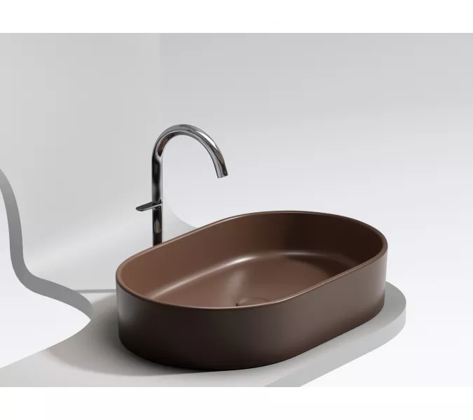 Умывальник чаша Ceramica Nova накладная овальная (цвет Темно-Коричневый Матовый) Element 608*385*122мм, Выбрать цвет: Коричневый, изображение 7