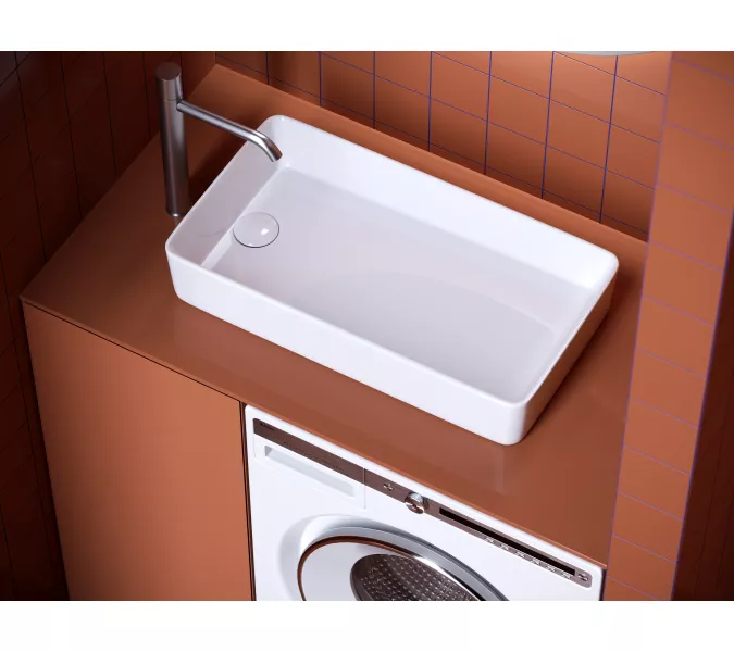 Ceramica Nova Раковина накладная со смещенным сливом, с возможностью установки на столешницу под стиральную машину, 620*340*110, цвет белый, изображение 8