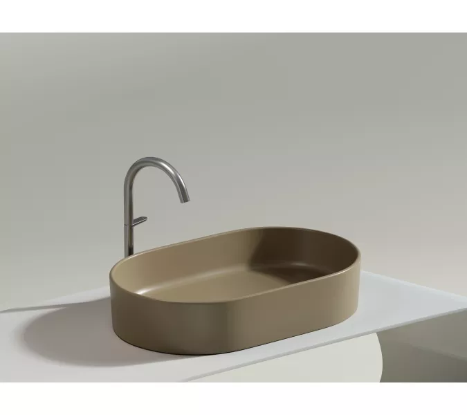 Умывальник чаша Ceramica Nova накладная овальная (цвет Капучино Матовый) Element 608*385*122мм, Выбрать цвет: Бежевый, изображение 8