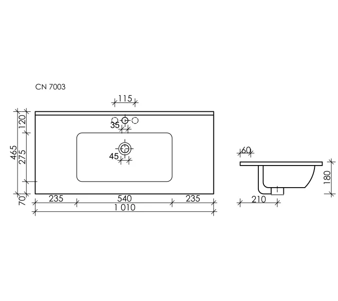 Умывальник Ceramica Nova накладной прямоугольный (цвет Черный Матовый) Element 1010*465*180мм, Ширина , в см: 101, Выбрать цвет: Черный, изображение 3