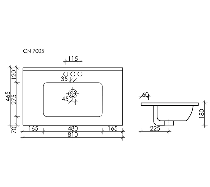Умывальник Ceramica Nova накладной прямоугольный (цвет Черный Матовый) Element 810*465*180мм, Ширина , в см: 81, Выбрать цвет: Черный, изображение 3