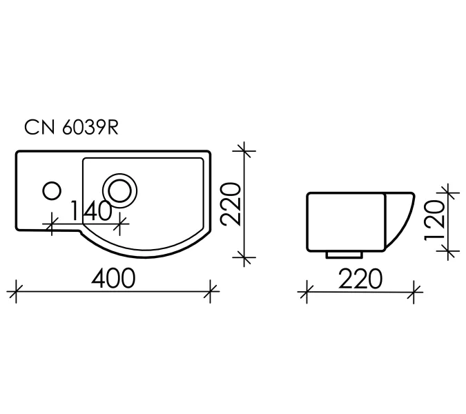 Умывальник Ceramica Nova CN6039 L/R подвесной прямоугольный  с крепежом  Element 400*220*120мм, Ориентация: правая, изображение 8