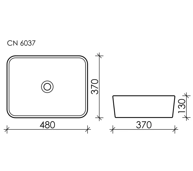 Умывальник чаша Ceramica Nova накладная прямоугольная Element 480*370*130мм, изображение 8
