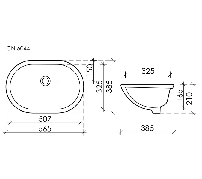 Умывальник Ceramica Nova овальный встраиваемый под столешницу Element 565*385*210мм, с крепежом и шаблоном для установки, изображение 8
