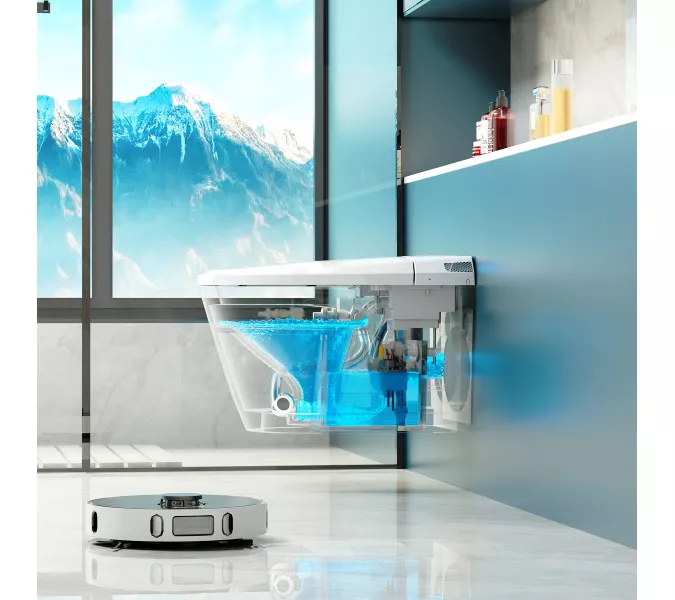 Электронный унитаз-биде ABBER Bequem AC1119S подвесной белый, изображение 6