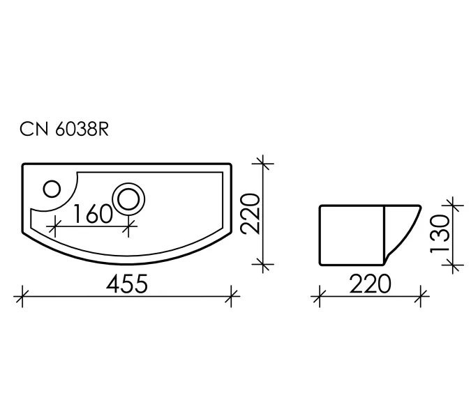 Умывальник Ceramica Nova подвесной прямоугольный с крепежом L/R Element 455*220*130мм, Ориентация: правая, изображение 8