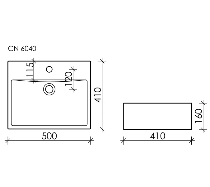Умывальник чаша Ceramica Nova накладная прямоугольная Element 500*410*160мм, Ширина , в см: 50, изображение 8