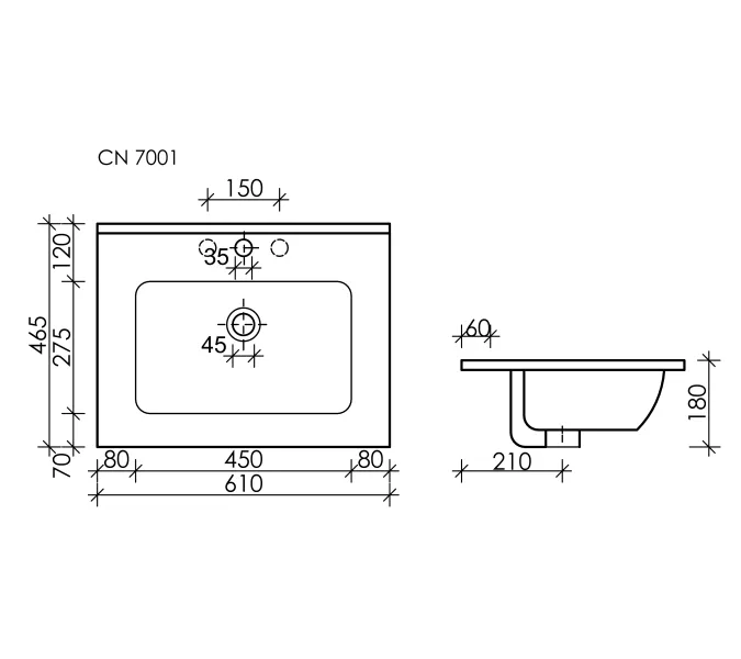 Умывальник Ceramica Nova накладной прямоугольный (цвет Черный Матовый) Element 610*465*180мм, Ширина , в см: 61, Выбрать цвет: Черный, изображение 3