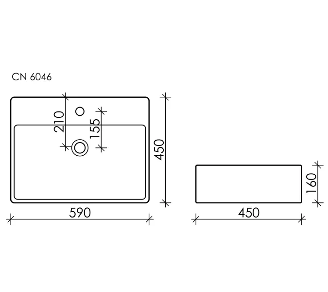 Умывальник чаша Ceramica Nova накладная прямоугольная Element 590*450*160мм, Ширина , в см: 59, изображение 9