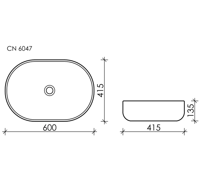 Умывальник чаша Ceramica Nova накладная овальная (цвет Темный Антрацит Матовый) Element 600*415*135мм, Выбрать цвет: Темно-серый, изображение 10