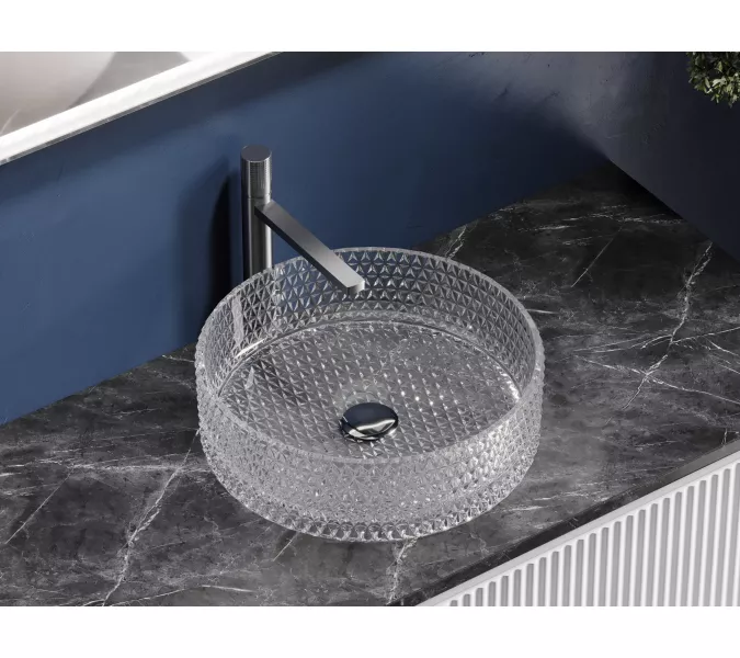 Умывальник чаша Ceramica Nova накладная круглая (прозрачная) Cristal 360*360*112мм, Выбрать цвет: Прозрачный