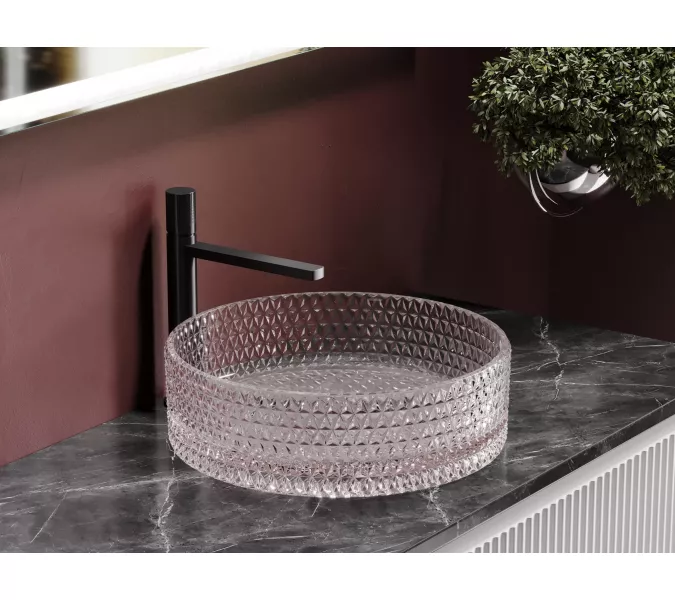 Умывальник чаша Ceramica Nova накладная круглая (цвет розовый) Cristal 360*360*112мм, Выбрать цвет: Розовый, изображение 11