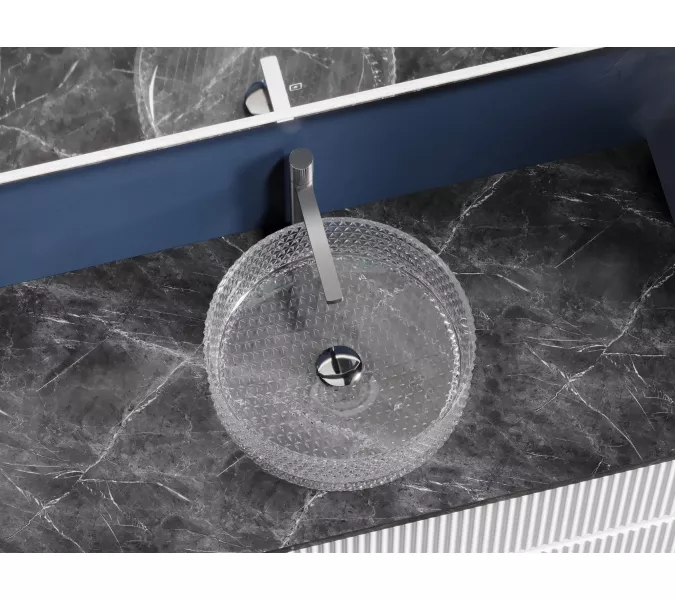 Умывальник чаша Ceramica Nova накладная круглая (прозрачная) Cristal 360*360*112мм, Выбрать цвет: Прозрачный, изображение 5