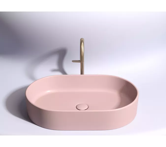 Умывальник чаша Ceramica Nova  накладная овальная (цвет Розовый Матовый) Element 608*385*122мм, Выбрать цвет: Розовый, изображение 2