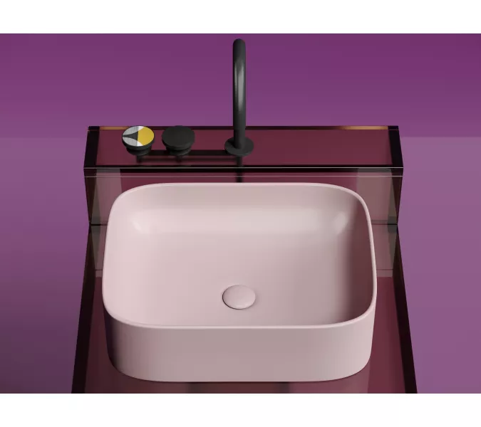 Умывальник чаша Ceramica Nova накладная прямоугольная (цвет Розовый Матовый) Element 505*380*150мм, Выбрать цвет: Розовый, изображение 3