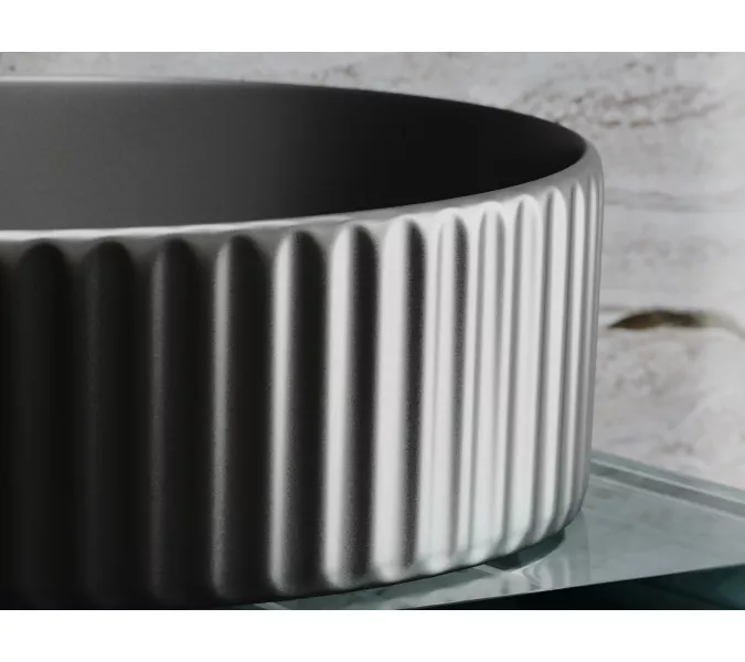 Умывальник чаша Ceramica Nova накладная круглая (цвет Темный Антрацит Матовый) Element 360*360*115мм, Выбрать цвет: Темный антрацит матовый, изображение 2
