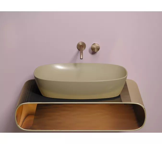 Умывальник чаша Ceramica Nova накладная овальная (цвет Капучино Матовый) Element 600*380*138мм, Выбрать цвет: Бежевый, изображение 2