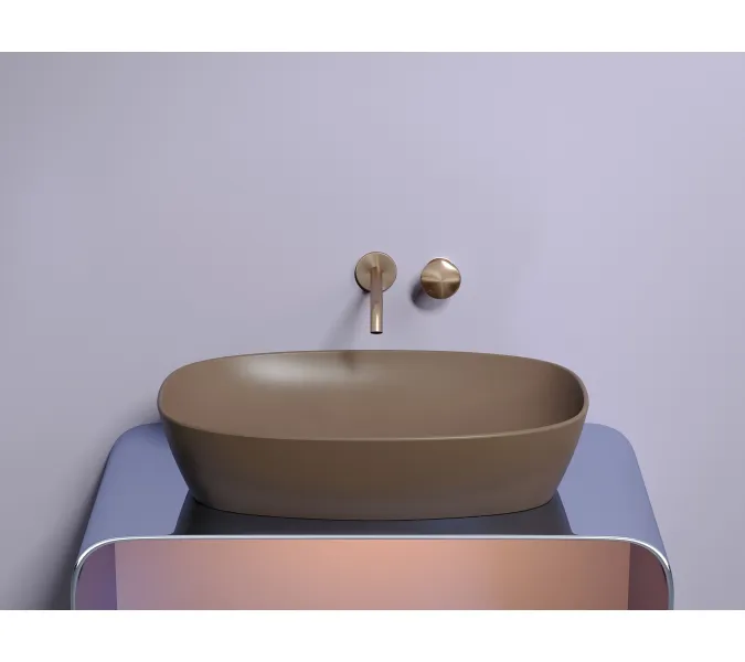Умывальник чаша Ceramica Nova накладная овальная (цвет Темно-Коричневый Матовый) 600*380*138мм, Выбрать цвет: Коричневый, изображение 2