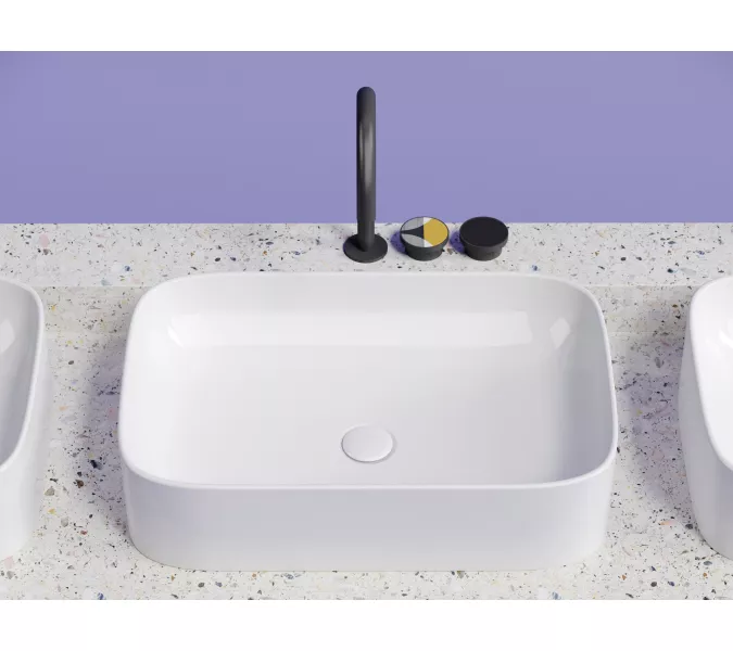 Умывальник чаша Ceramica Nova накладная прямоугольная Element 605*380*150мм, Выбрать цвет: Белый, изображение 2