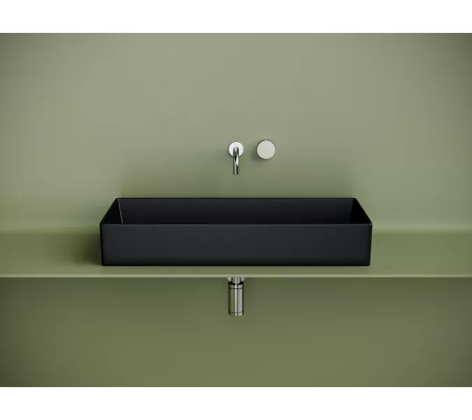 Раковина Ceramica Nova накладная прямоугольная 801*361*130,  без перелива, цвет черный матовый, Выбрать цвет: Черный, изображение 2