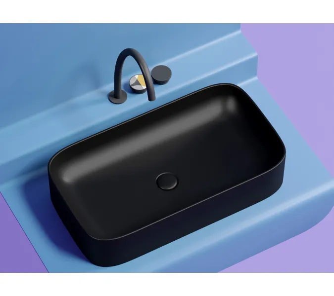 Умывальник чаша Ceramica Nova накладная (Черный Матовый) Element 705*380*150 мм, Выбрать цвет: Черный