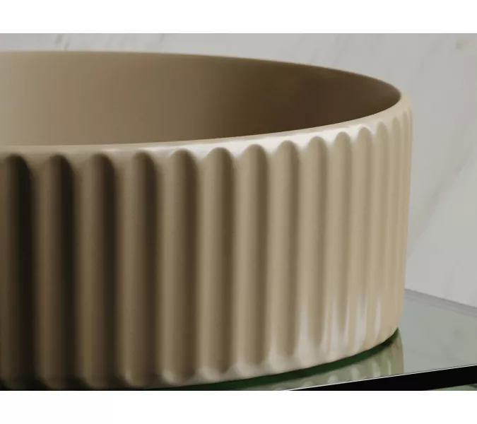 Умывальник чаша Ceramica Nova накладная круглая (цвет Капучино Матовый) Element 360*360*115мм, Выбрать цвет: Бежевый, изображение 6