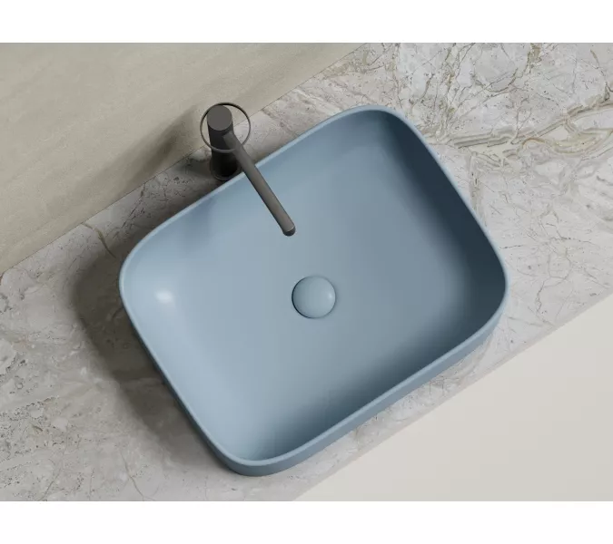 Умывальник чаша Ceramica Nova накладная прямоугольная (цвет Серо-Голубой Матовый) Element 505*380*150мм, Выбрать цвет: Серо-голубой, изображение 2