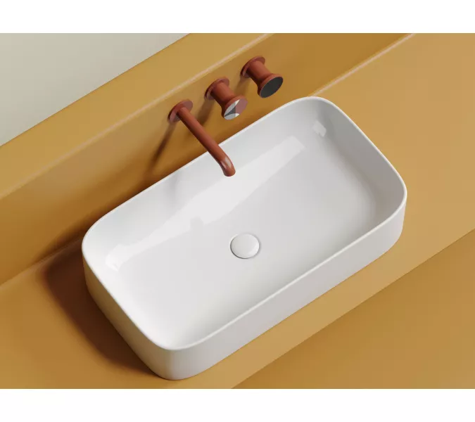 Умывальник чаша Ceramica Nova  накладная прямоугольная Element 705*380*150мм, Выбрать цвет: Белый