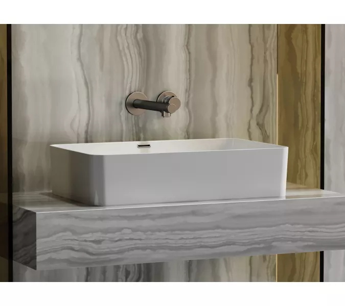 Умывальник чаша Ceramica Nova накладная прямоугольная со сливом переливом Element 605*385*140мм, изображение 3