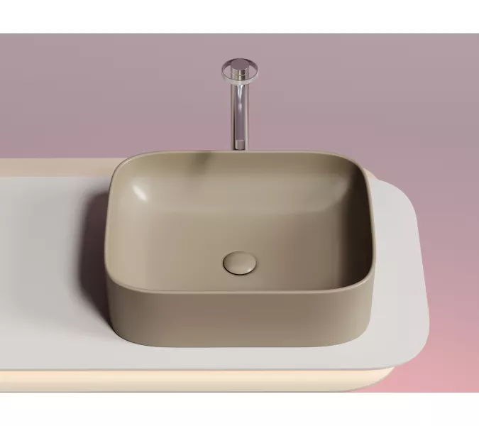 Умывальник чаша Ceramica Nova  накладная прямоугольная (цвет Капучино Матовый) Element 505*380*150мм, Выбрать цвет: Капучино, изображение 2