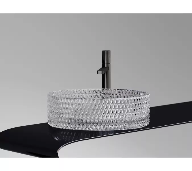 Умывальник чаша Ceramica Nova накладная круглая (прозрачная) Cristal 360*360*112мм, Выбрать цвет: Прозрачный, изображение 7