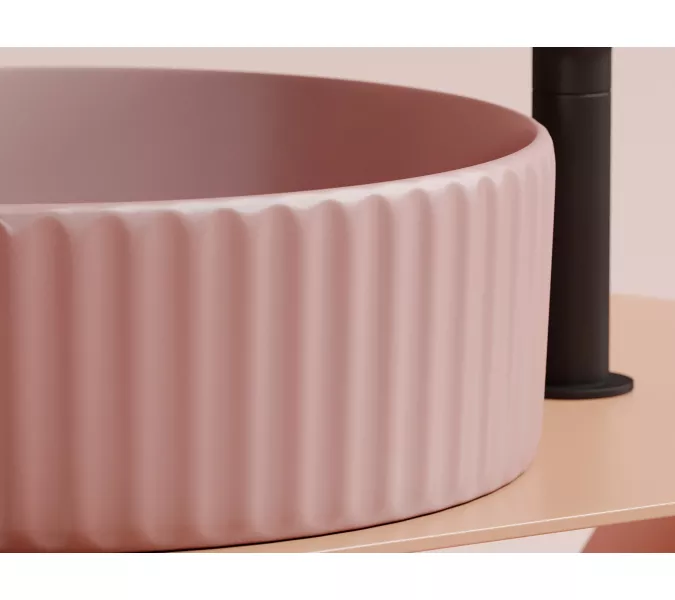 Умывальник чаша Ceramica Nova накладная круглая (цвет Розовый Матовый) Element 360*360*115мм, Выбрать цвет: Розовый, изображение 6