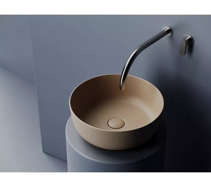 Раковина Ceramica Nova накладная круглая 356*356*135, без перелива, цвет капучино матовый, Выбрать цвет: Бежевый