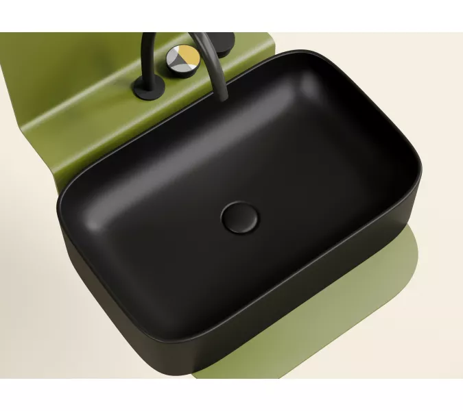Умывальник чаша Ceramica Nova накладная прямоугольная (цвет Черный Матовый) Element 605*380*122мм, Выбрать цвет: Черный