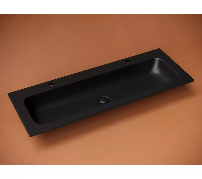 Раковина накладная Ceramica Nova Grace 1210*457*137 мм, Выбрать цвет: Черный, Внешний вид: 2 отверстия