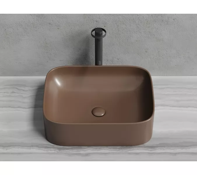 Умывальник чаша Ceramica Nova накладная прямоугольная (цвет Темно-Коричневый Матовый) Element 505*380*150мм, Выбрать цвет: Коричневый, изображение 2