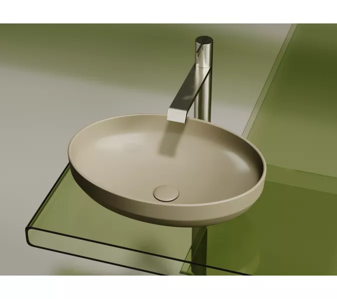 Умывальник чаша Ceramica Nova накладная овальная (цвет Капучино Матовый) Element 502*363*145мм, Выбрать цвет: Бежевый