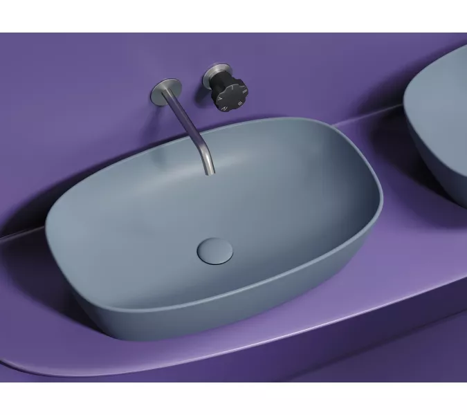 Умывальник чаша Ceramica Nova накладная овальная (цвет Серо-Голубой Матовый) Element 600*380*138мм, Выбрать цвет: Серо-голубой