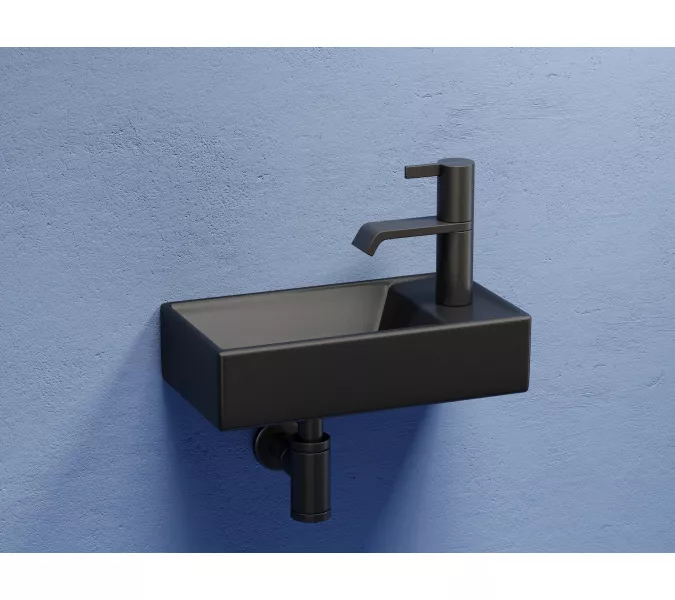 Умывальник подвесной Ceramica Nova L/R,  черный матовый Element 407*217*100, Выбрать цвет: Черный матовый, Ориентация: левая, изображение 2