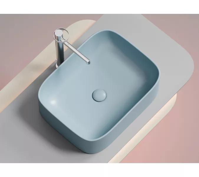 Умывальник чаша Ceramica Nova накладная прямоугольная (цвет Голубой Матовый) Element 505*380*150мм, Выбрать цвет: Голубой, изображение 2